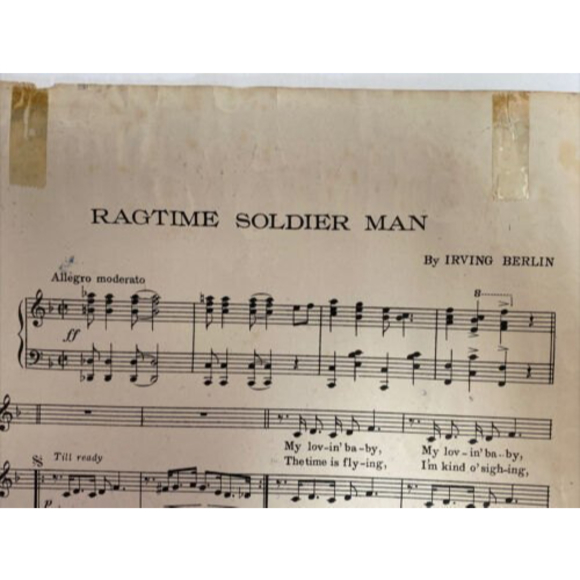 Vintage The Ragtime Soldier Man by Irving Berlin 1912 antique sheet music Jazz - Picture 12 of 12